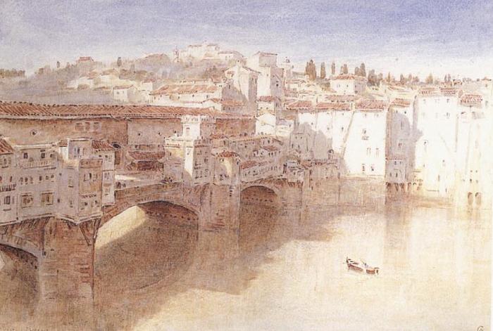 Albert goodwin,r.w.s Ponte Vecchio Florence oil painting image